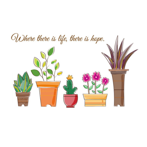 Transparent PVC Pot Plant Wall Sticker Art Home Room Mural Background Decoration