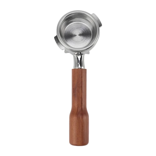 58mm Coffee Portafilter Stainless Steel 2 Ears Detachable Filter Holder Portafilter with Wooden Handle Dual Spout for Nuova Coffee Machine Style 1