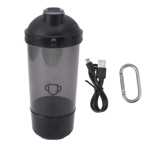 Electric Protein Shaker Bottle Portable Rechargeable Mixer Cup for Protein Milk Coffee Black