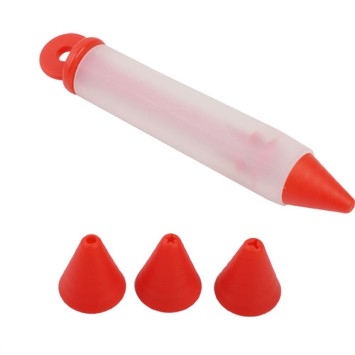 4 Nozzles Silicone Food Writing Pen Chocolate Decorating Tools Cake Mold (Red)