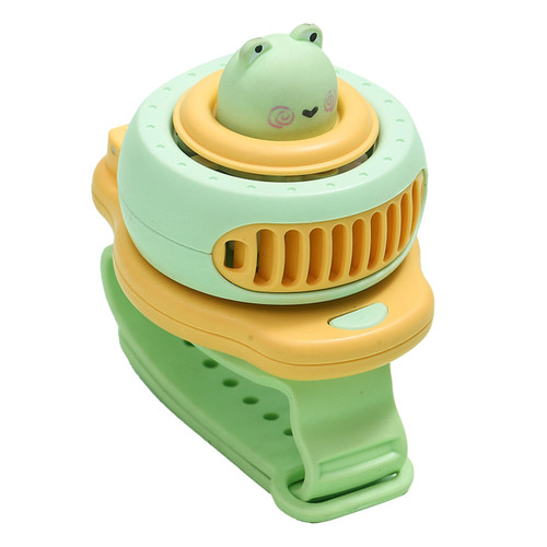 Innovative Cartoon Children's Watch Fan USB Students Portable Small Mini Hand Ring Fan Green