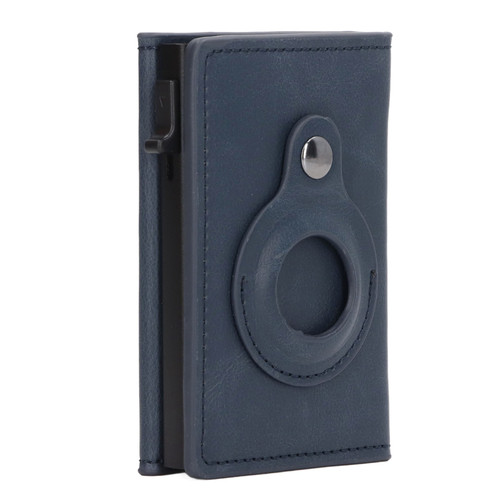 PU Leather Card Holder Anti Theft Swiping Anti Lost Card Case Wallet for IOS Locator Tracking Device Blue