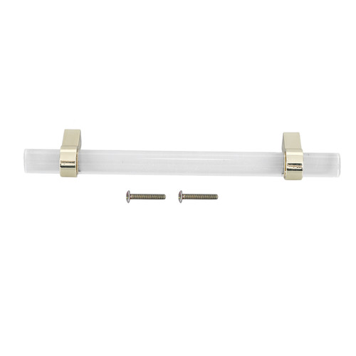 Crystal Acrylic Handle Modern Transparent Drawer Pull Handle for Closets Bookcases Shoe Cabinet Hole Spacing128 Gold