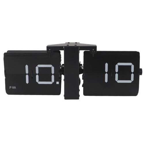 Automatic Flip Clock Mechanical Clock Battery Powered Retro Digital Flip Down Clock for Desktop Standing Wall Hanging 12H Black Stand and Black Flip