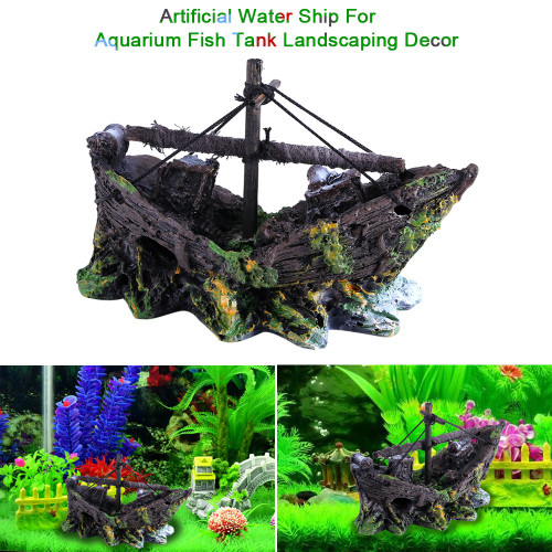 Artificial  Resin Water Aquarium Ornament Boat Aquarium Fish Tank Landscaping Decor