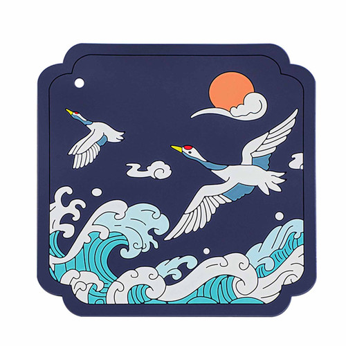 Heat Insulation Pad High Temperature Resistance PVC Placemat Waterproof Cup Bowl Dishes Mat Large Size Blue