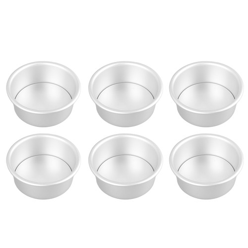 4 Inches 6pcs Cake Mould Non Stick Removable Base Round Cake Pan Set for Wedding Birthday Party