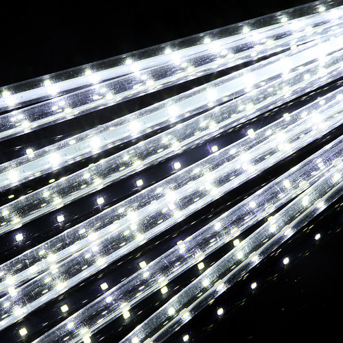 [通拓商品]led meteor shower string lights flashing lights gypsophila Christmas decoration lights outdoor patch waterproof meteor shower lights Zhengbai (U.S. standard) 30 cm 8 pieces set-patch