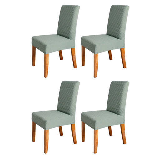 Decdeal Stretch Solid Diamond Lattice Dining Chair Cover Removable Washable Short Dining Chair Protector for Hotel Dining Chair 4PCS Deep Green