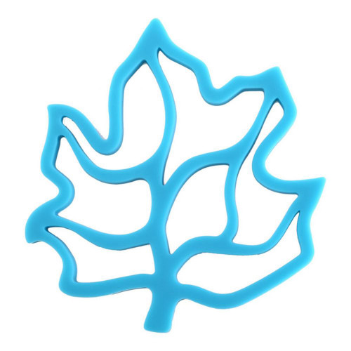 Waterproof Heat Resistant Anti skid Silicone Mat for Dishes or Bowls Leaf Shape Pad(Blue)