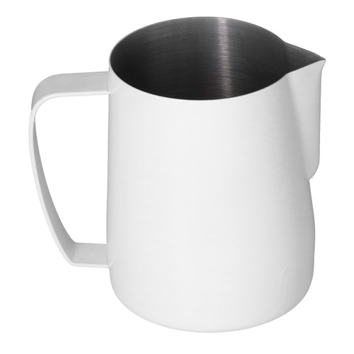 Stainless Steel Frothing Cup Coffee Milk Frothing Pitcher with Pointed Mouth for KitchenWhite