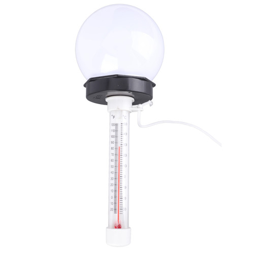 Thermoscope Floating Pool Light Color Charging Solar Powered Temperature Gauge Floating Light for Spa Bathtub White Light