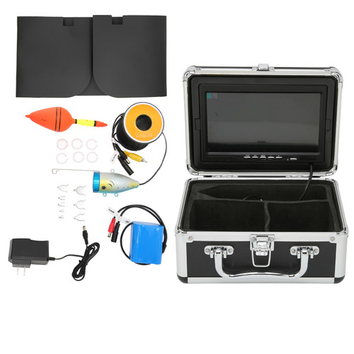 7 Inch Portable Underwater Fishing Camera LED White Light 1200TVL LCD Monitor Fish Finder for Fishing 100‑240VUS Plug 15m/49.2ft