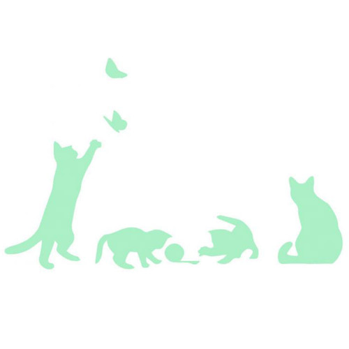 Cute Cartoon Cat Luminous Sticker Backdrop Wall Bedroom Living Room Decorative Decal