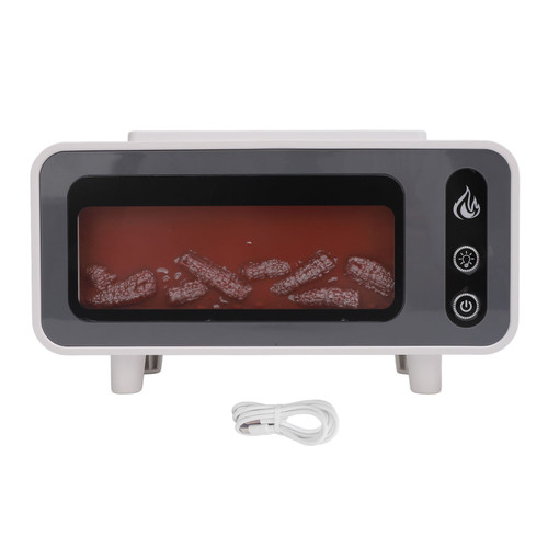 Fireplace Aroma Diffuser Vintage Flame Essential Oil USB Humidifier 200ml for Spa Home Yoga White