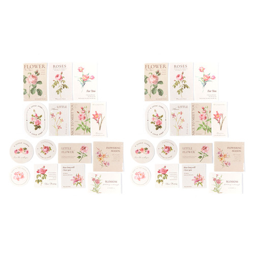 30Pcs Stickers Plants Pattern Romantic Decorative Sticker Set for Scrapbook Stationery Cards Pink