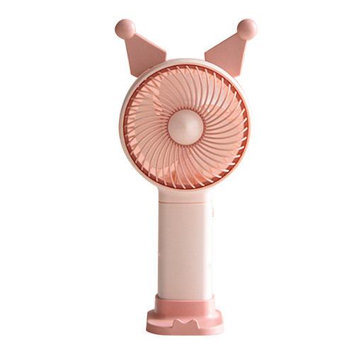 Handheld Mini Fan USB Charging Battery Operated Fan Cartoon Electric Fan for Home School Office Pink