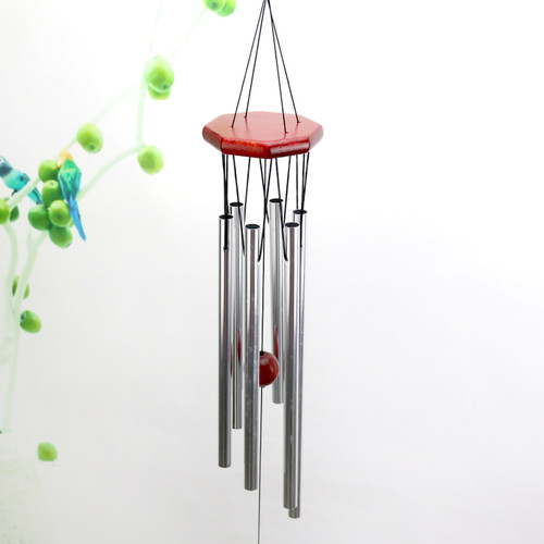Wind Chime Multi Aluminum Pipe Wooden Decorative Wind Chime Gift for Cabin Home Door Window Platform Silver White Tube