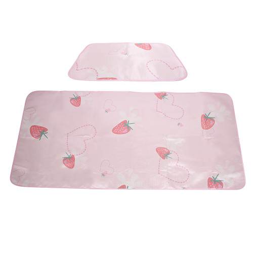2Pcs/Set Cartoon Pattern Foldable Summer Cooling Sleeping Mat Air Conditioning Mat with Pillowcase 195x90cm