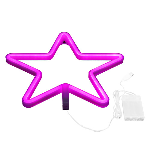 Star Shape LED Light Neon Sign Neon Light for Birthday Party Living Room USB/Battery PoweredPink