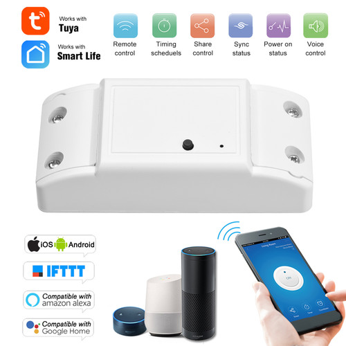 WiFi Smart Switch Compatible with Amazon Alexa & for  Home Timer 10A/2200W Wireless Remote Switch for Android/iOS APP Control for Electric Appliances Universal Smart Home Automation Module