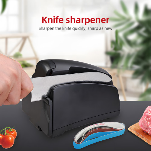 Electric Knife Sharpener for Kitchen Knives with 120/320/600/1000 Grit Sharpening Belt and Cleaning Brush Portable Auto Knife Sharpener Tool
