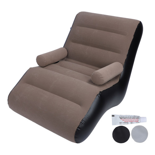 Inflatable Sofa Ergonomic S Shaped Portable Soft Flocking Surface Blow Up Couch for Home Travel Office Coffee