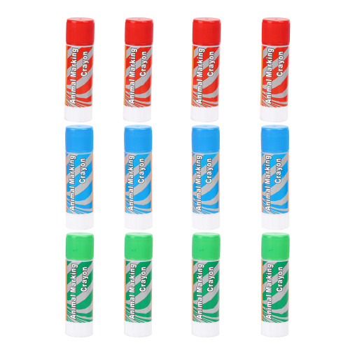 12Pcs Large Livestock Marking Crayons Red Green Blue Color Marker Pens for Pigs