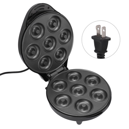 Donut Maker Machine Makes 7 Doughnuts High Power Mini Donut Machine for Breakfast Snacks Desserts Black