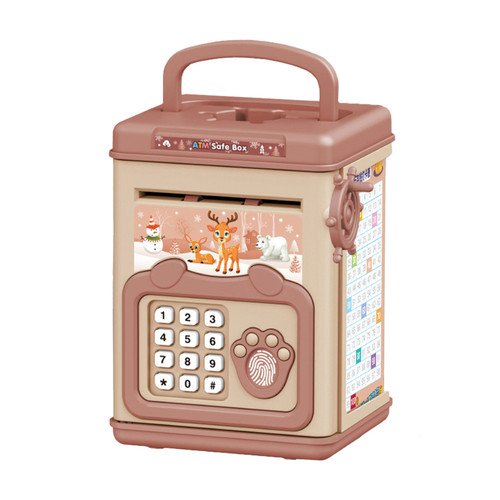 ATM Kids Piggy Bank for Boys Girls Password Code Lock Safe  Bank Money Saving Box Portable Battery Operated Real Money Box for Cash Gift with 100 Day Challenge Card