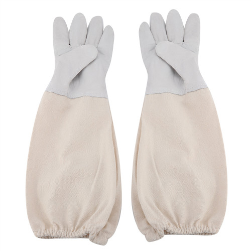 Beekeeping Protective Gloves with Long Canvas Sleeve Beginners Beekeepers Working Tool (XXXL)