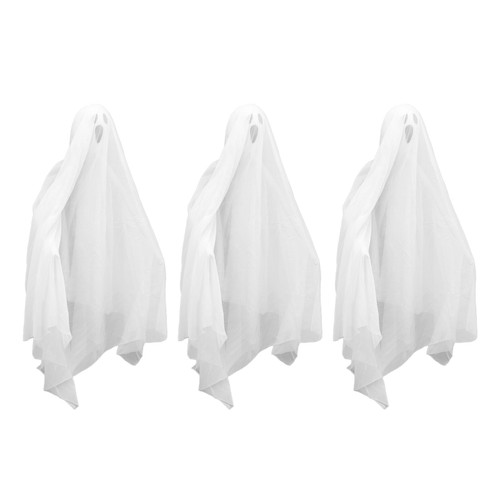 3Pcs Halloween Hanging Ghosts Glowing in The Dark 2 Layers Easy Installation Flying Ghosts for Party Indoor Decoration