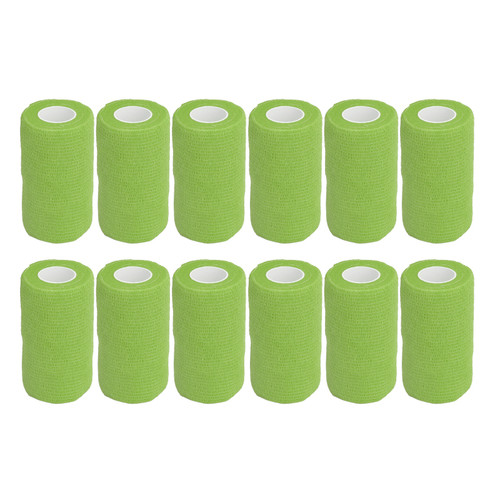 12Pcs Bandage Wrap Natural Latex Elastic Self Adhesive Wrap for Cows Dogs Horses 10cm Green