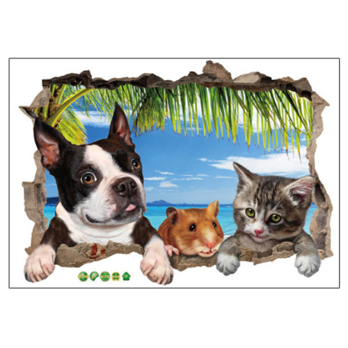 Pets Dog Cat Rat Self adhesive Removable Decorative Wall Sticker for Home Office Decor