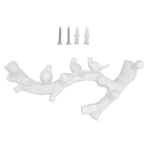 Resin Bird Hooks Wall Mounted Coat Key Hanger Creative 3D Home Decoration AccessoriesS(29.5cm)