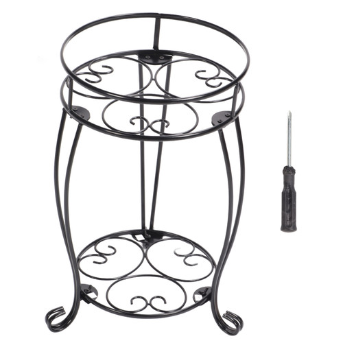 Double Layer Metal Potted Plant Stand Wrought Iron Planter Holder Decorative Flower Pot Rack for Indoor Outdoor European Style