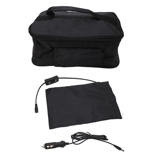 Portable Mini Car Microwave 12V Electric Oven Fast Heating Picnic Box for Travel Camping Food Cooking Black