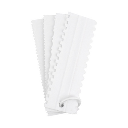 4Pcs Cake Scraper Durable Eco Friendly Plastic 8 Styles Hanging Hook Design Cake Smoother for Baking DIY White