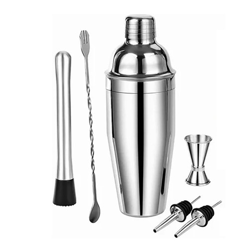 Bartender Kit Leakage Proof 304 Stainless Steel Bartending Tool 750ml Cocktail Shaker Set for Bar