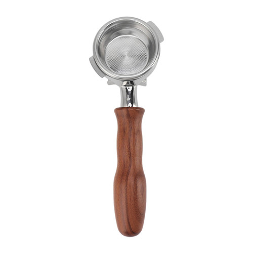 58mm Coffee Portafilter Stainless Steel 2 Ears Detachable Filter Holder Portafilter with Wooden Handle Dual Spout for Nuova Coffee Machine Style 3