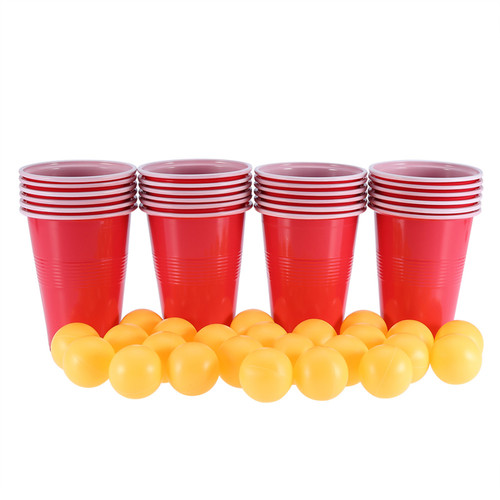Beer Pong Set Include 24 Red Cups and Ping Pong Balls Game Toy for Parties Pub