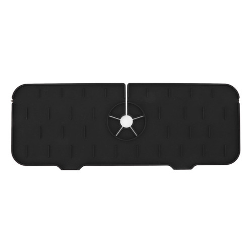 Silicone Sink Faucet Mat Faucet Water Catcher Mat Sink Draining Pad Drying Pad for Kitchen Black
