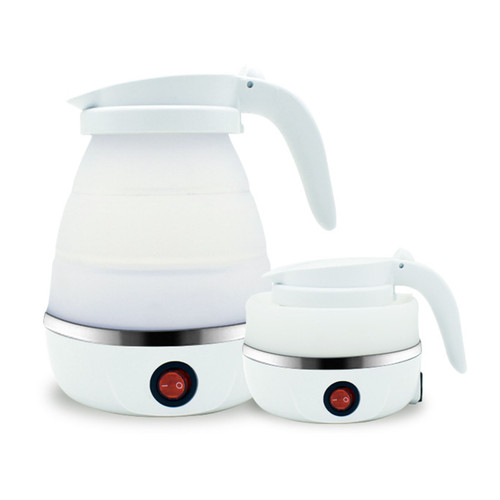 Portable Silicone Folding Travel Electric Kettle Collapsible Electric Kettle for Coffee Tea Fast Water Boiling White