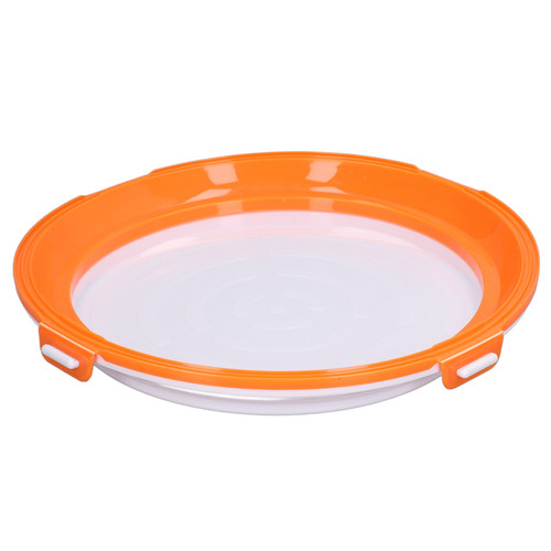 Food Preservation Tray Reusable Stackable Round Kitchen Storage Container with Sealing LidOrange