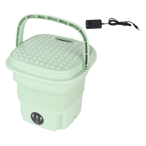 Portable Mini Washing Machine Folding Underwear Socks Washer for Student Dormitories Apartments Nursing Homes Tourism Camping 100‑240V Green US Plug
