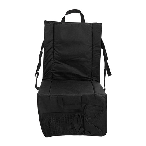 Folding Stadium Chair Adjustable Angle 600D Oxford Cloth Portable Bleacher Cushions with Pocket for Sandbeach Picnic BBQ Black