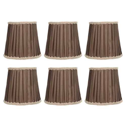 6Pcs Table Lamp Shades Coffee Color Fabric Lampshade with Ruffles for E14 Chandelier Ceiling Desk Lamp