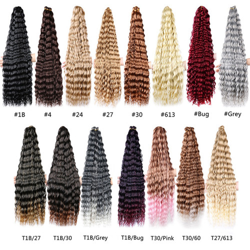 Crochet Hair 30 Inch Deep Wave Bulk Hair Braiding Hair Curly Crochet Hair Natural Synthetic Hair Extension for Women Girls