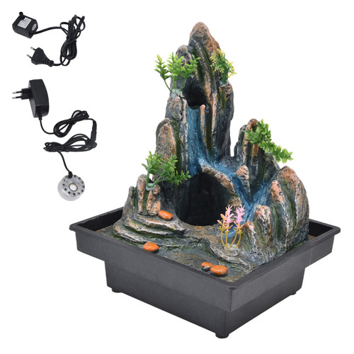 Rockery Stream Tabletop Fountain with Atomizer Pump for Home Office Bedroom Desk DecorationEU Plug 220V