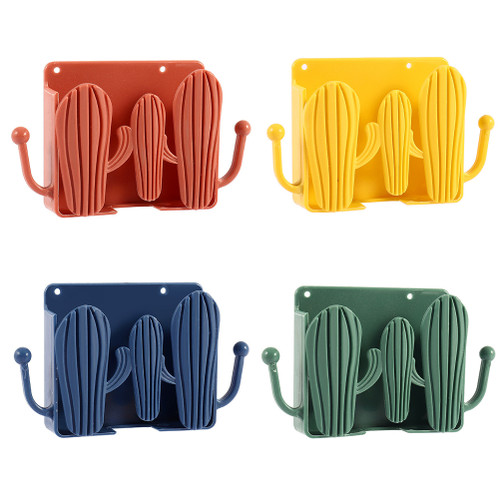 Punch-free Mobile Phone Storage Box Wall Mounted Cactus Shape Air Conditioner Remote Control Organizer